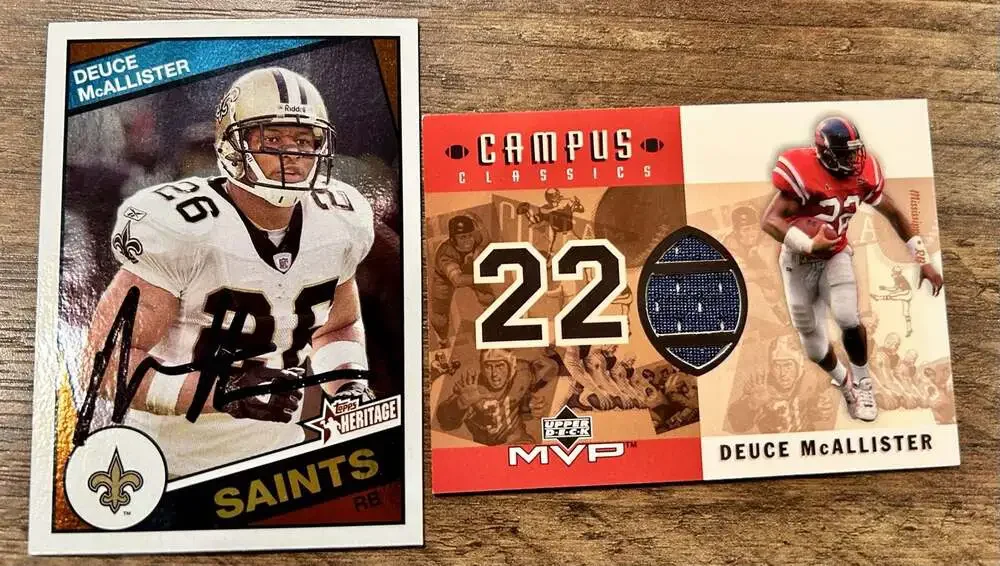Deuce McAllister Signed Card, Upper Deck MVP Campus Deuce McAllister Jersey Card